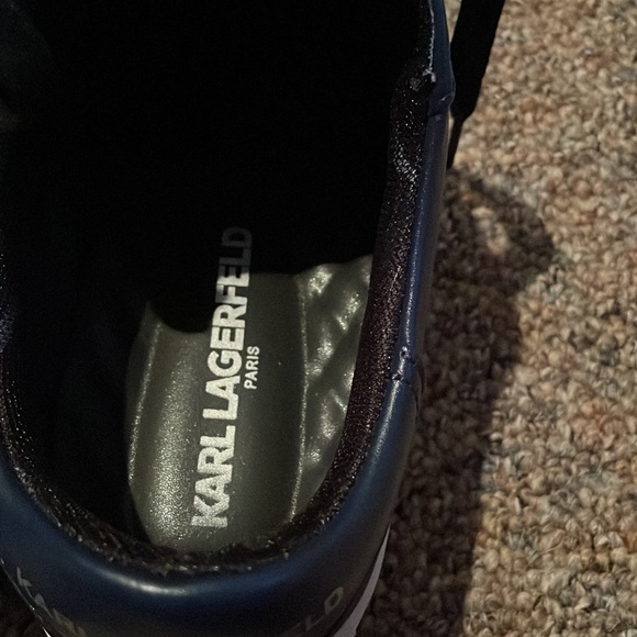 Karl Lagerfeld Men's Leather Sneakers Navy Black Shoes Sz 8 41 - Picture 6 of 7